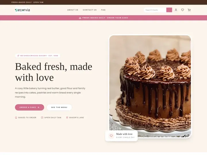 Buttercream theme: Bakery storefront design