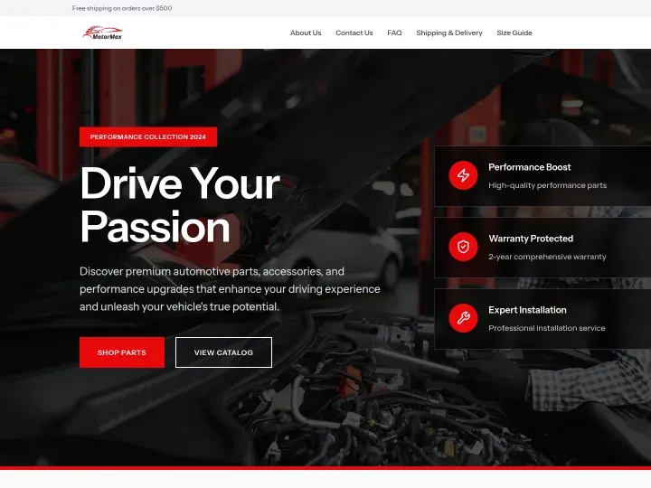 Automotive theme: Cars & parts storefront design