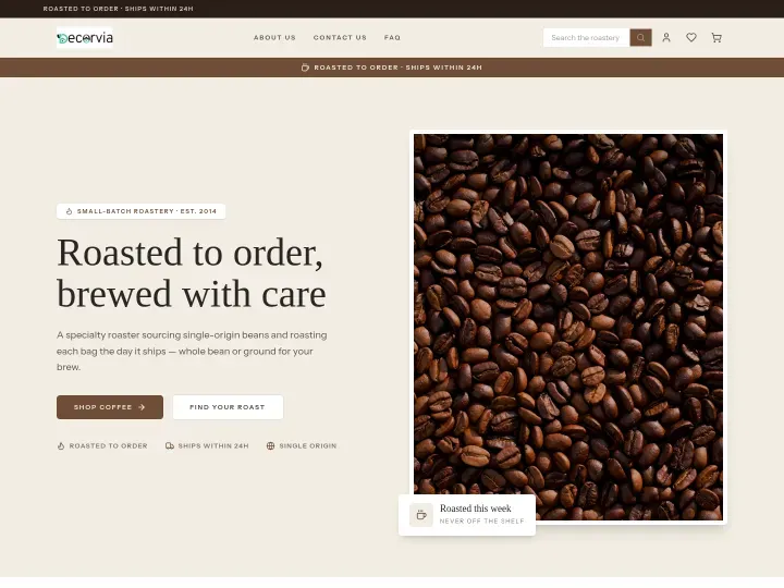 Roast theme: Coffee & tea storefront design