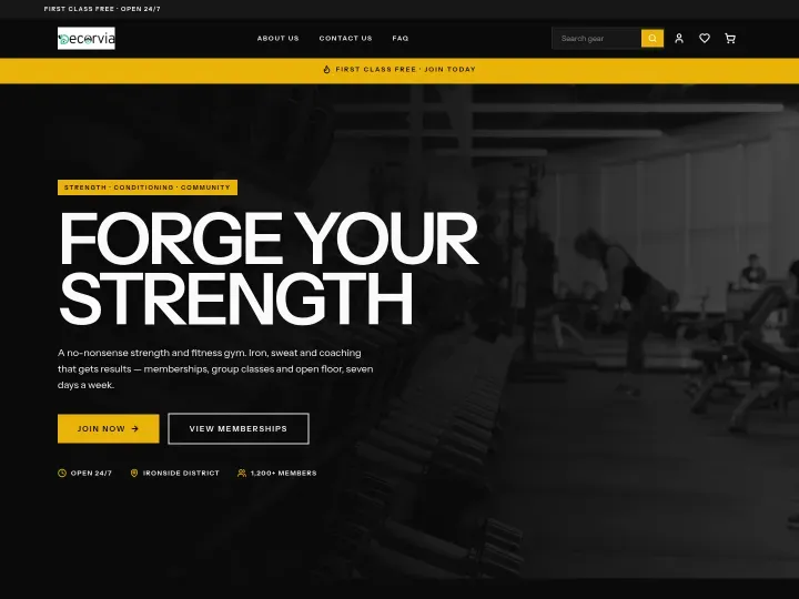 Forge theme: Gym storefront design