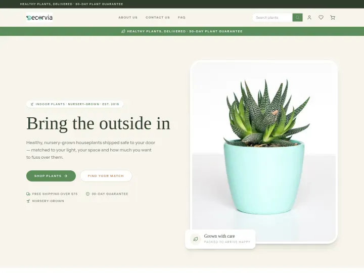 Verdant theme: Plants & garden storefront design