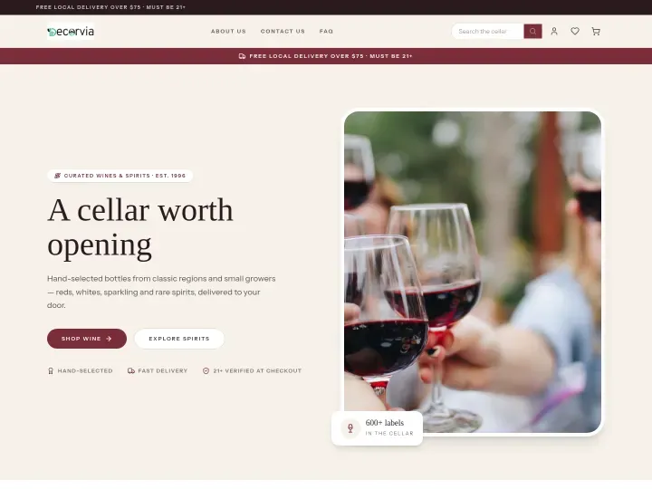 Cellar theme: Wine & spirits storefront design